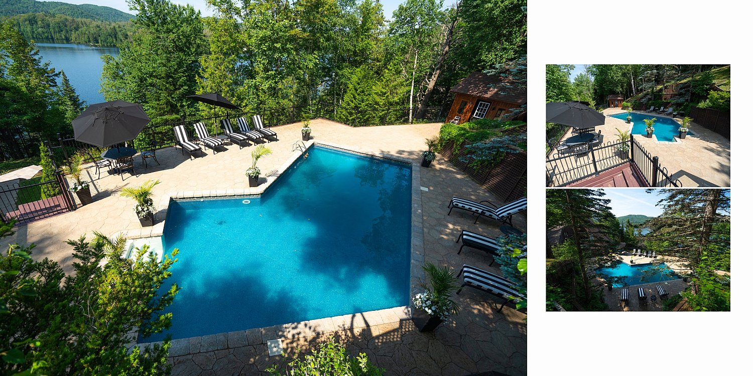 Piscine avec vue sur le lac - photographie immobilière de prestige