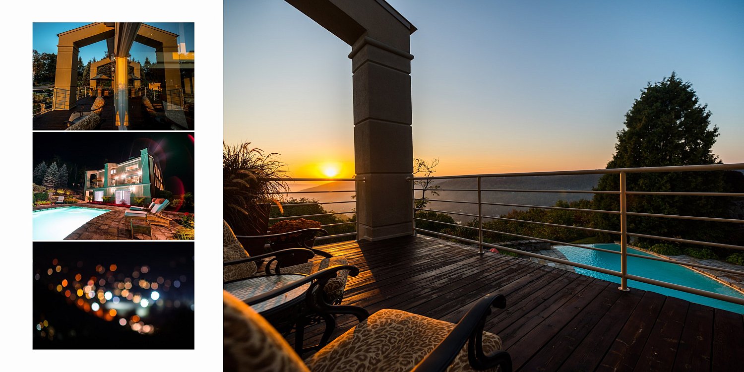 Terrasse au crépuscule et de nuit - photographie immobilière de prestige