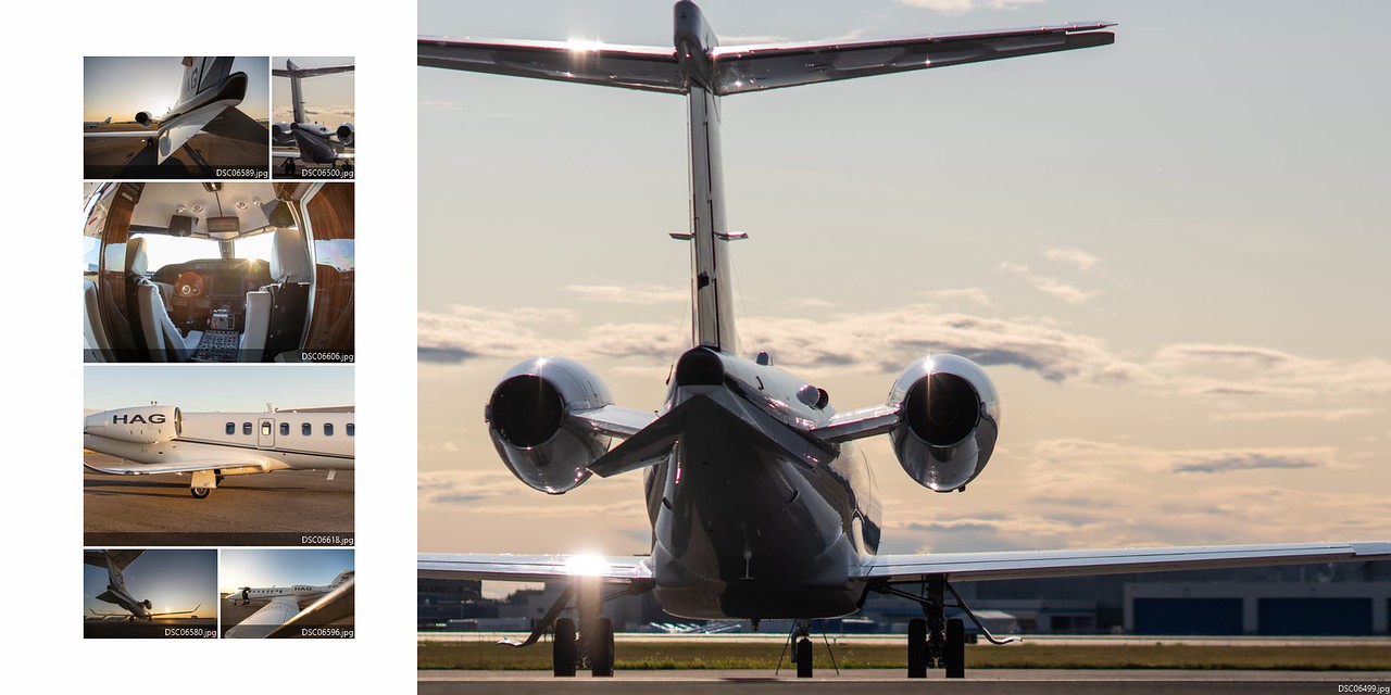 Jet privé au coucher du soleil