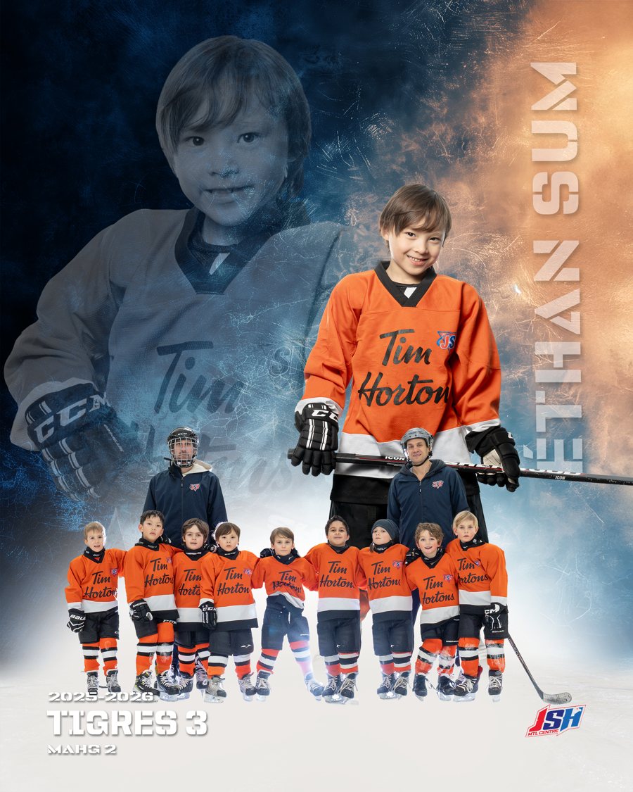 Montage portrait et photo d'équipe hockey Tigres 3 MAHG 2